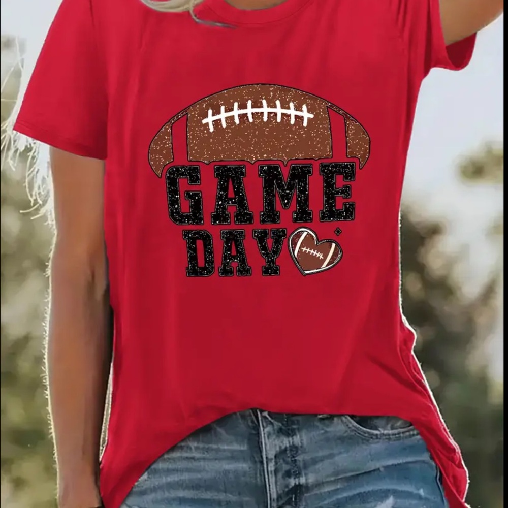 New Red Game Day Football T-Shirt